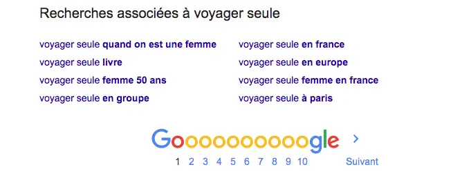 suggestions de mots-clés de google