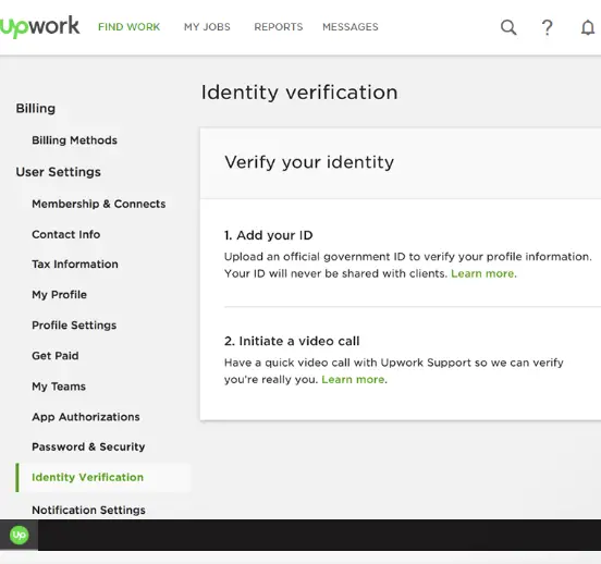Comment fonctionne la vérification de l'identité sur Upwork?